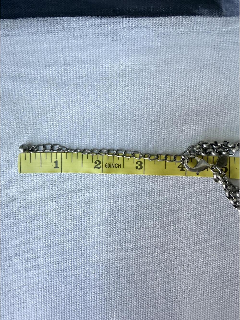 Chico's Silver Tone Statement Necklace Geometric Hammered - Picture 7 of 8